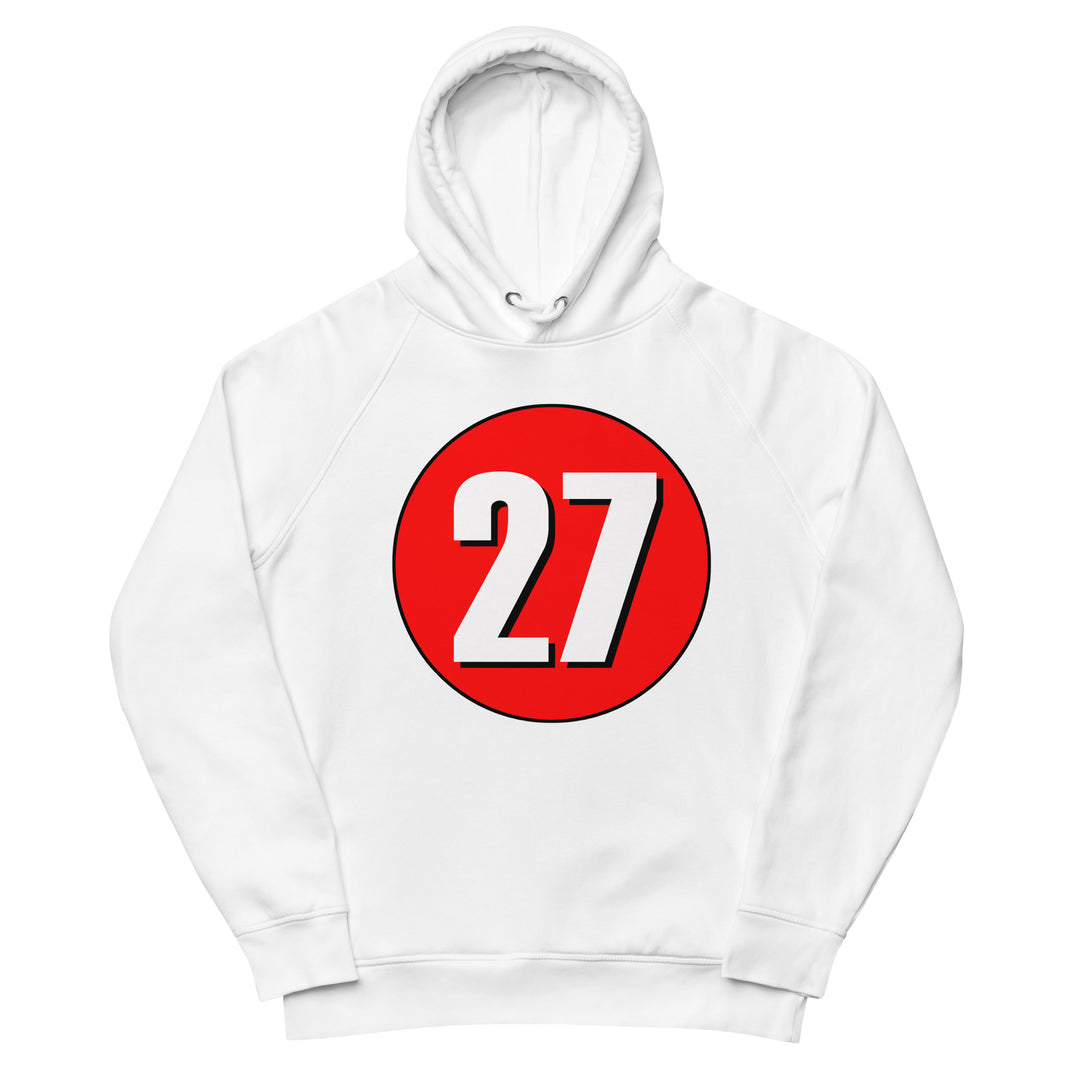 Unisex pullover hoodie: White on Red 27