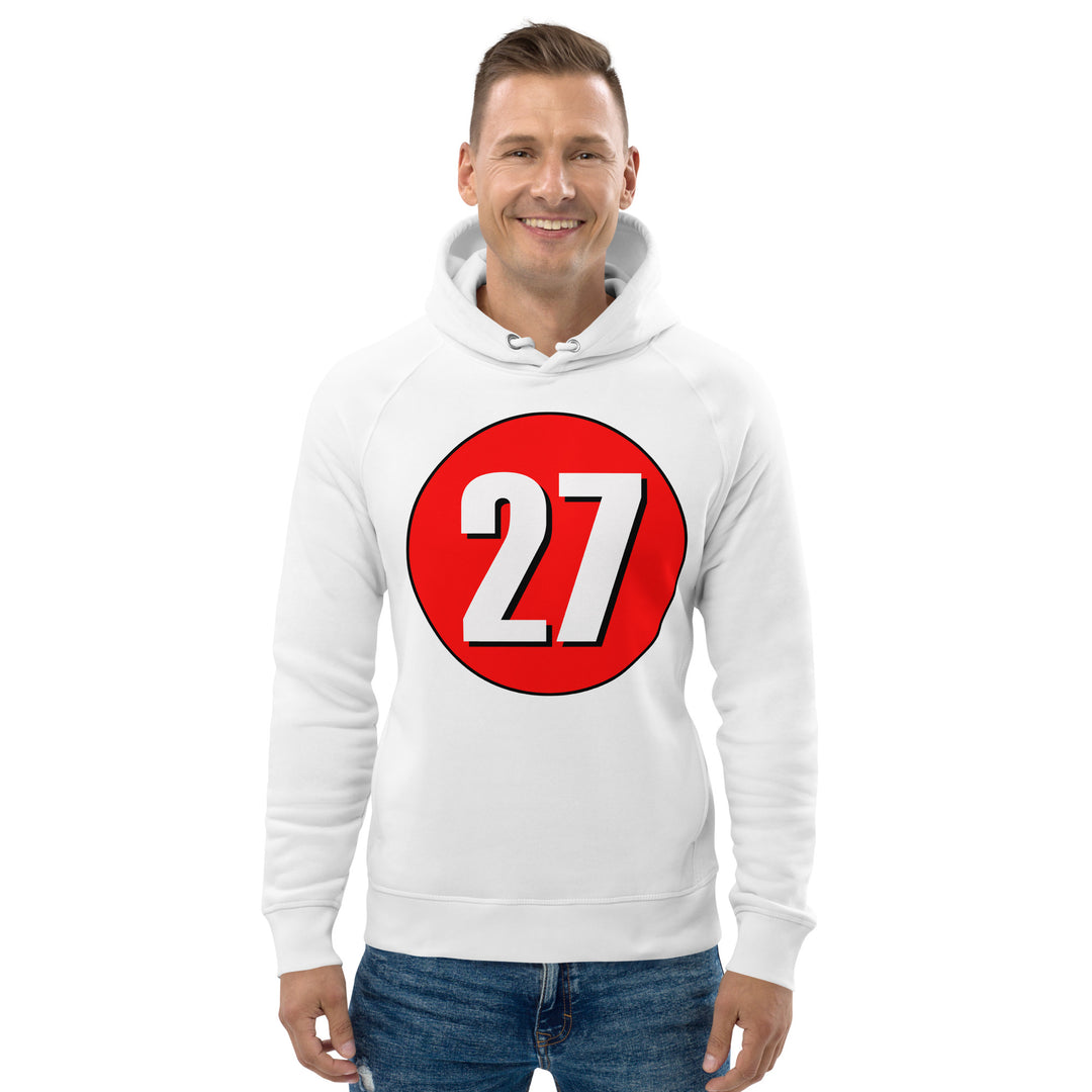 Unisex pullover hoodie: White on Red 27