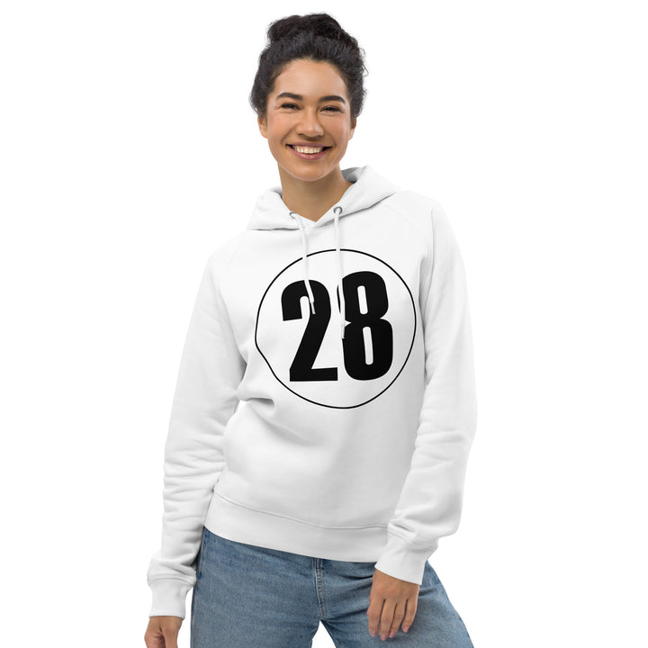 Unisex pullover hoodie: Black on White 28