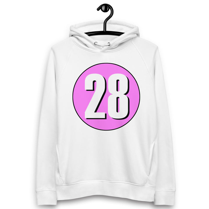 Unisex pullover hoodie: White on Pink 28