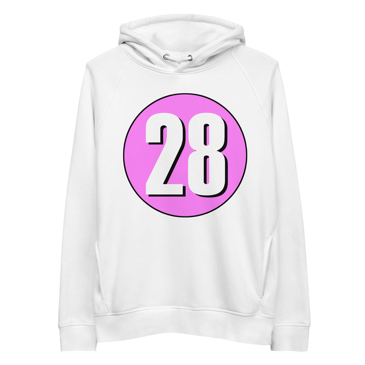 Unisex pullover hoodie: White on Pink 28