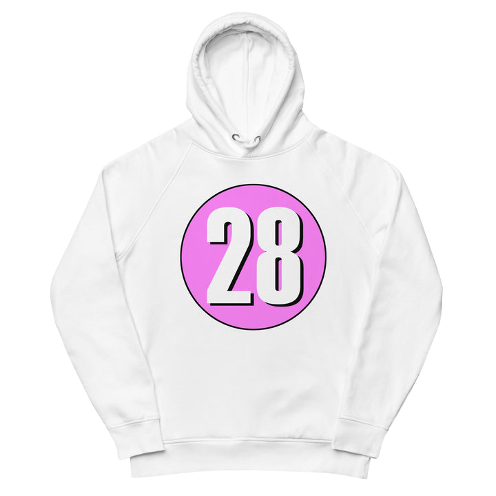 Unisex pullover hoodie: White on Pink 28