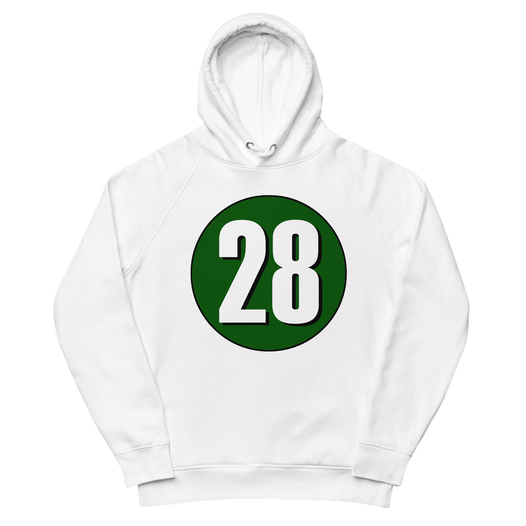 Unisex pullover hoodie: White on Hunter Green 28