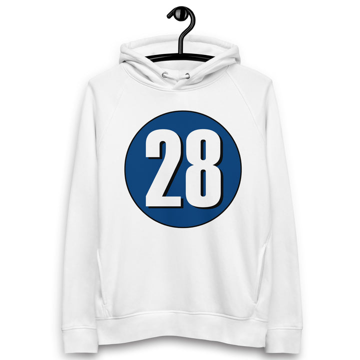 Unisex pullover hoodie: White on Navy Blue 28