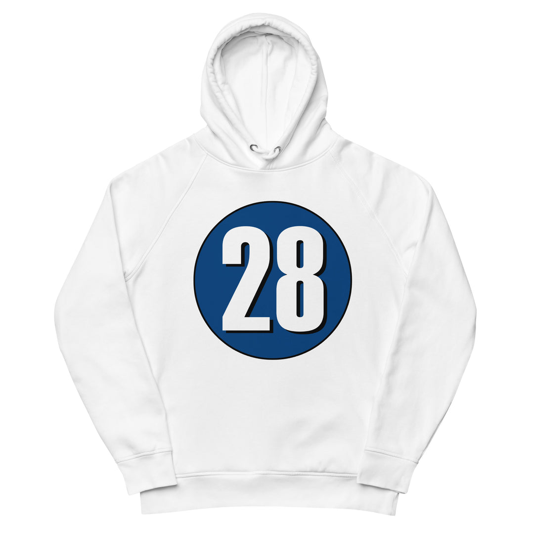 Unisex pullover hoodie: White on Navy Blue 28