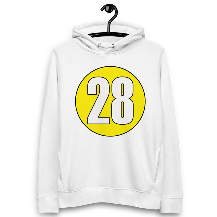 Unisex pullover hoodie: White on Yellow 28