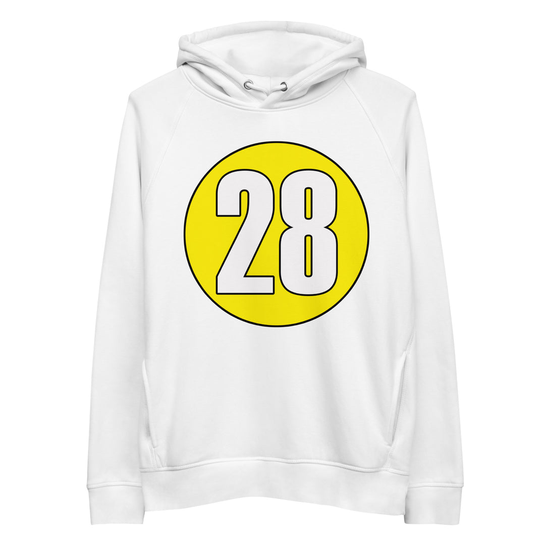 Unisex pullover hoodie: White on Yellow 28