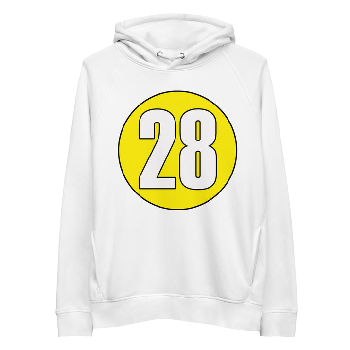 Unisex pullover hoodie: White on Yellow 28