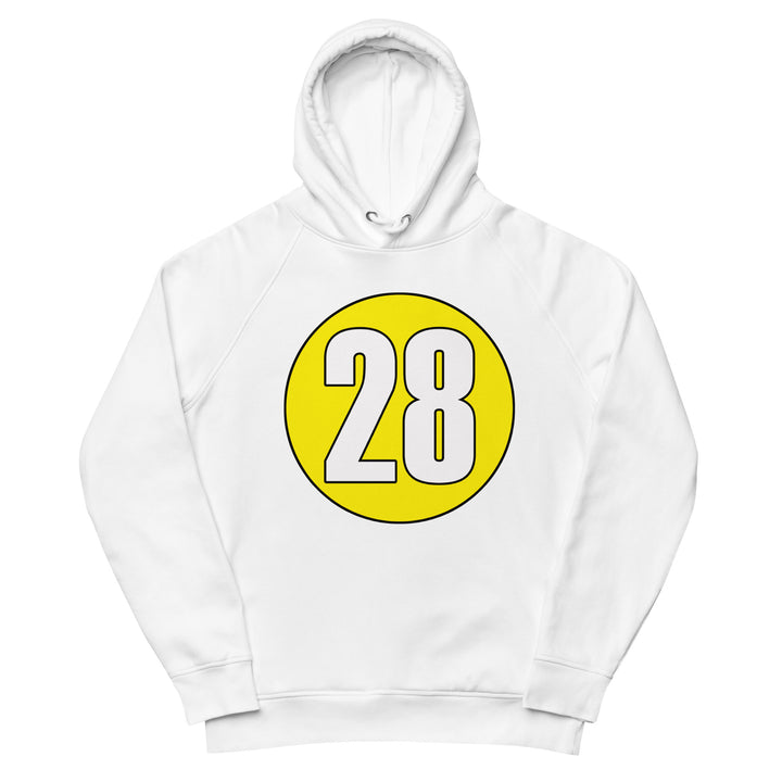 Unisex pullover hoodie: White on Yellow 28