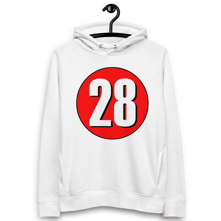 Unisex pullover hoodie: White on Red 28