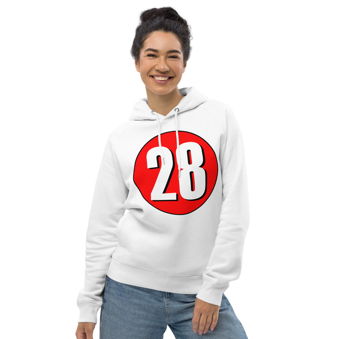 Unisex pullover hoodie: White on Red 28