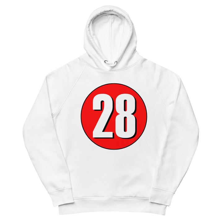 Unisex pullover hoodie: White on Red 28