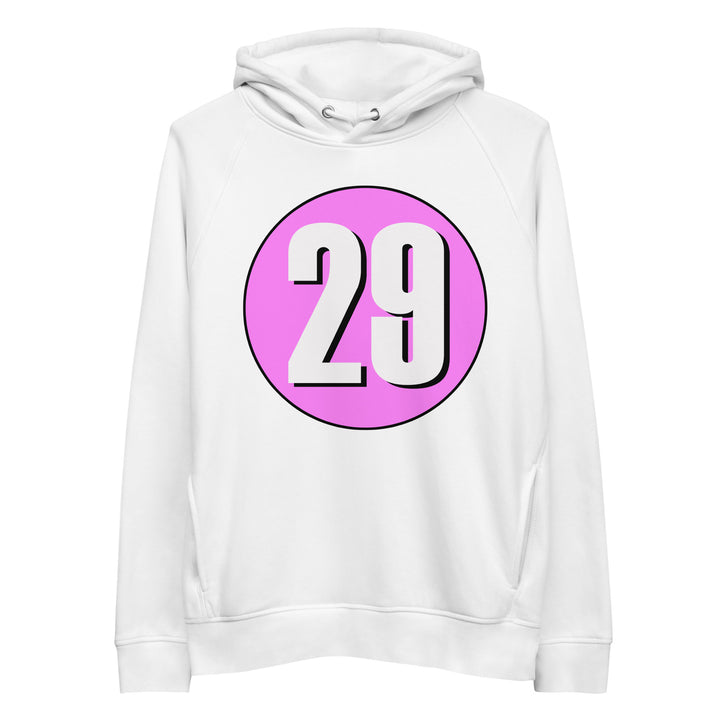 Unisex pullover hoodie: White on Pink 29