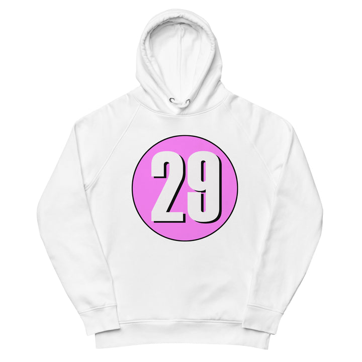 Unisex pullover hoodie: White on Pink 29