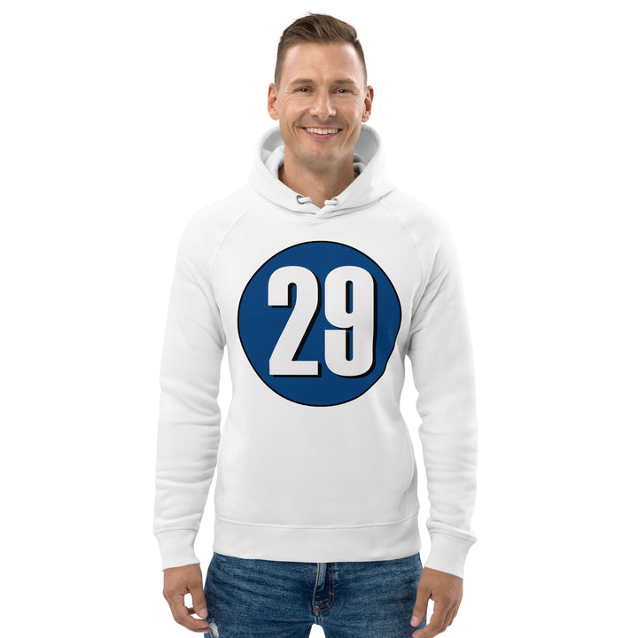 Unisex pullover hoodie: White on Navy Blue 29