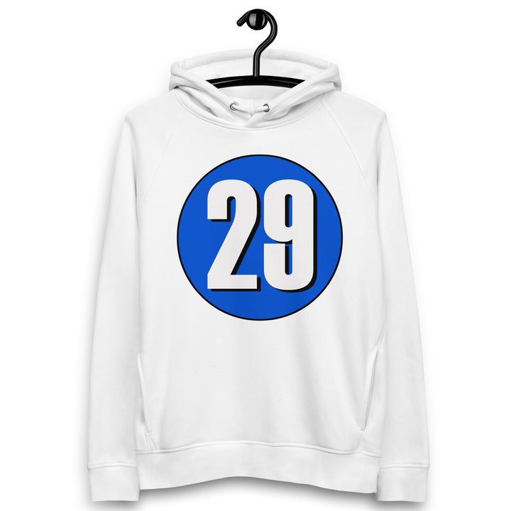 Unisex pullover hoodie: White on Periwinkle 29