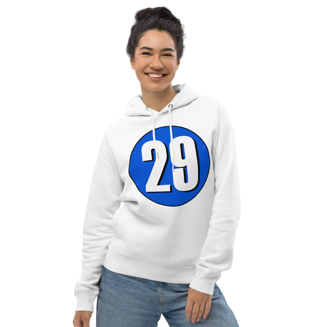 Unisex pullover hoodie: White on Periwinkle 29