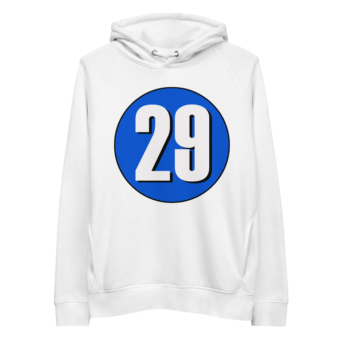 Unisex pullover hoodie: White on Periwinkle 29