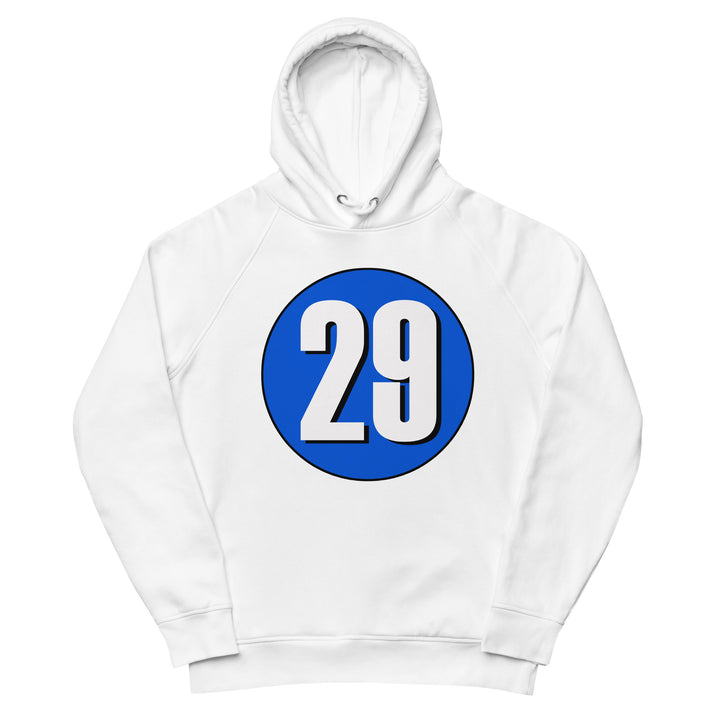 Unisex pullover hoodie: White on Periwinkle 29