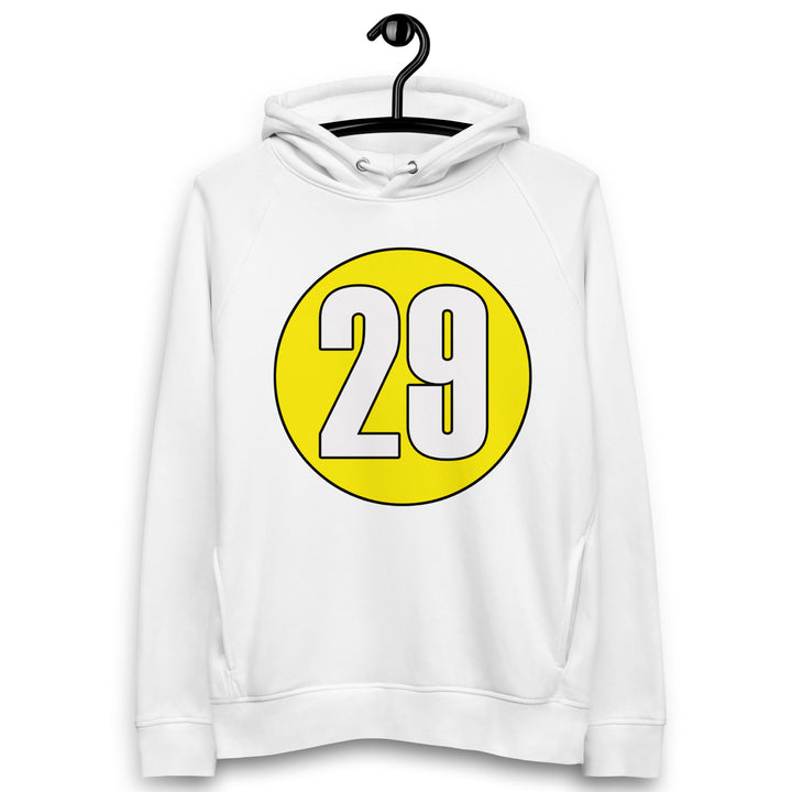 Unisex pullover hoodie: White on Yellow 29