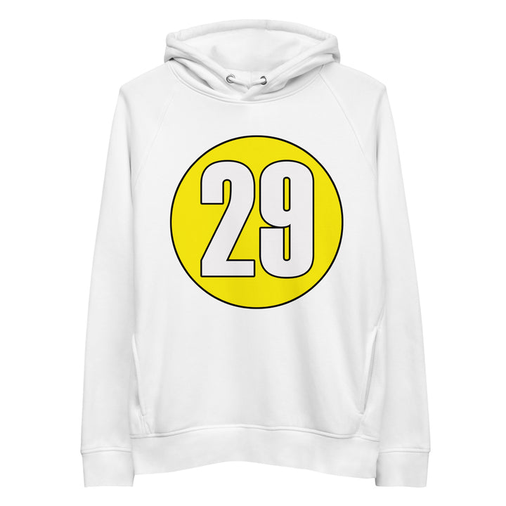 Unisex pullover hoodie: White on Yellow 29