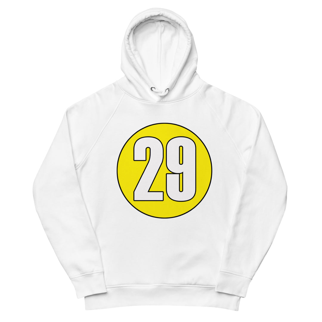 Unisex pullover hoodie: White on Yellow 29