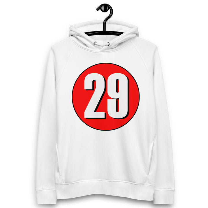 Unisex pullover hoodie: White on Red 29