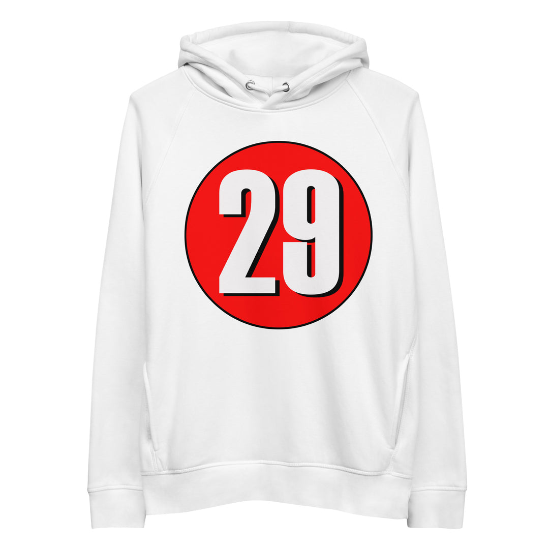 Unisex pullover hoodie: White on Red 29