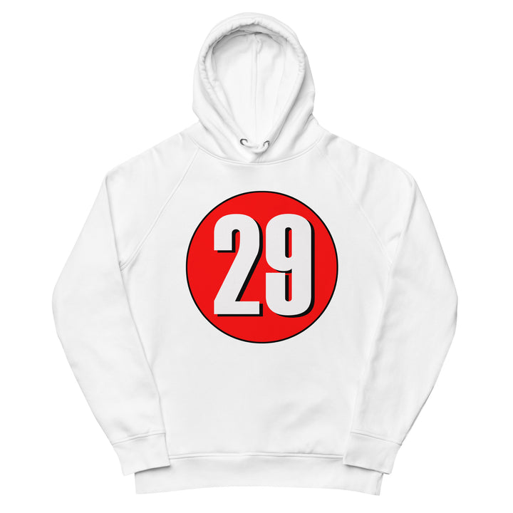 Unisex pullover hoodie: White on Red 29