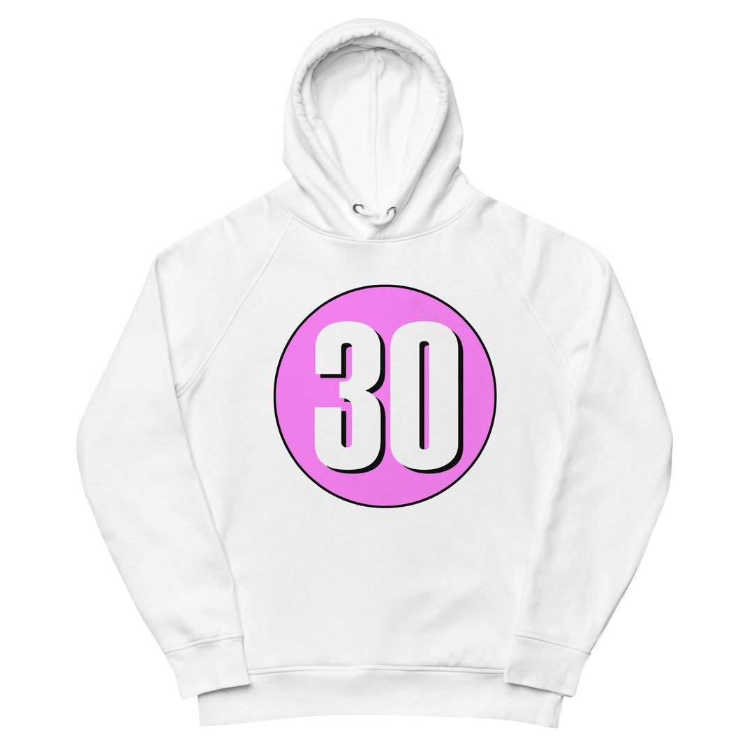 Unisex pullover hoodie: White on Pink 30