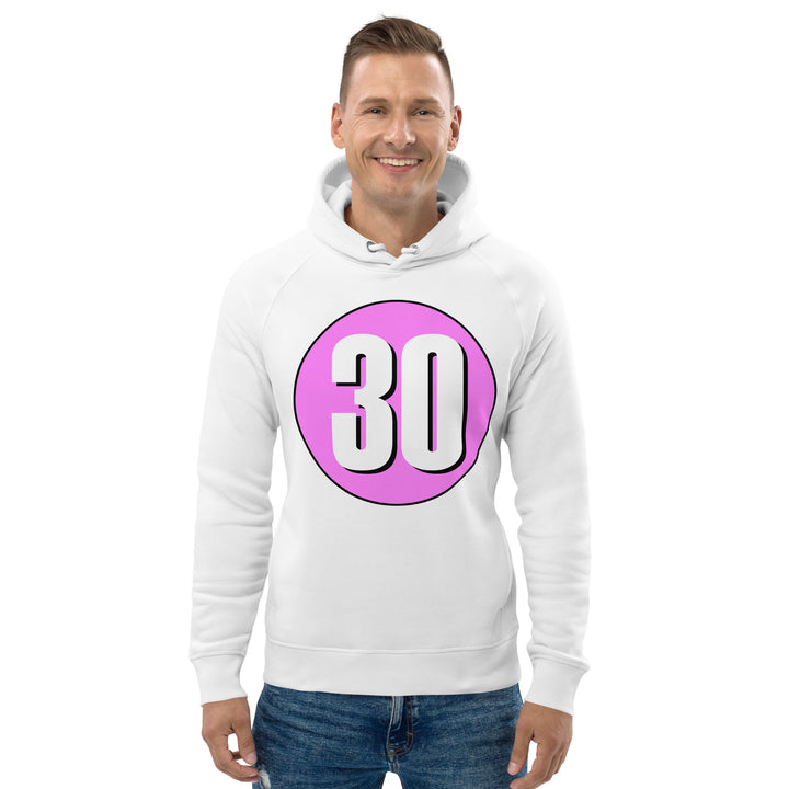 Unisex pullover hoodie: White on Pink 30