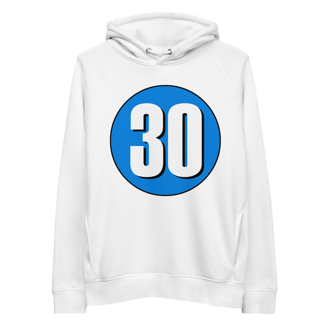 Unisex pullover hoodie: White on Blue 30