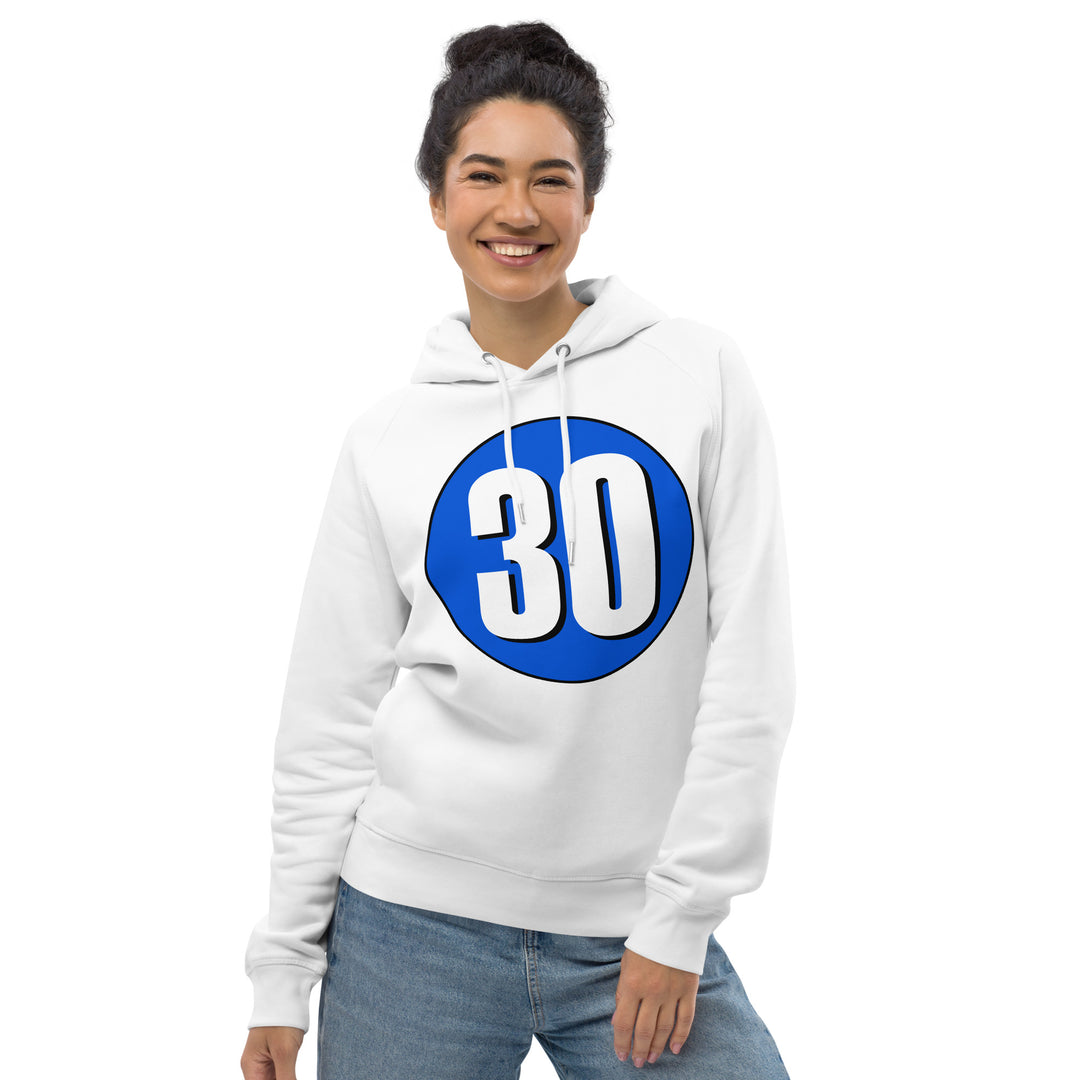 Unisex pullover hoodie: White on Periwinkle 30