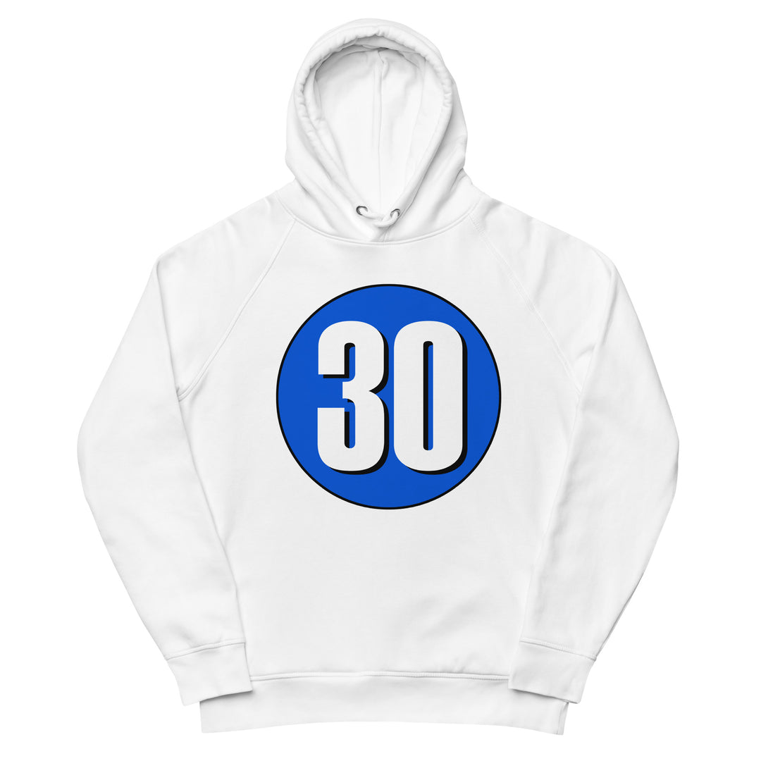 Unisex pullover hoodie: White on Periwinkle 30