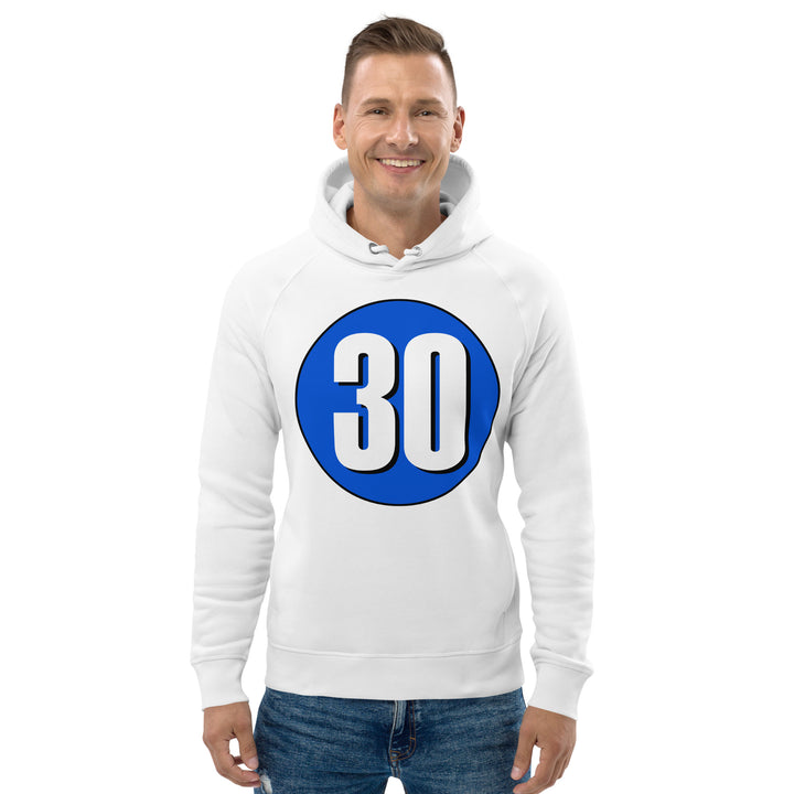 Unisex pullover hoodie: White on Periwinkle 30