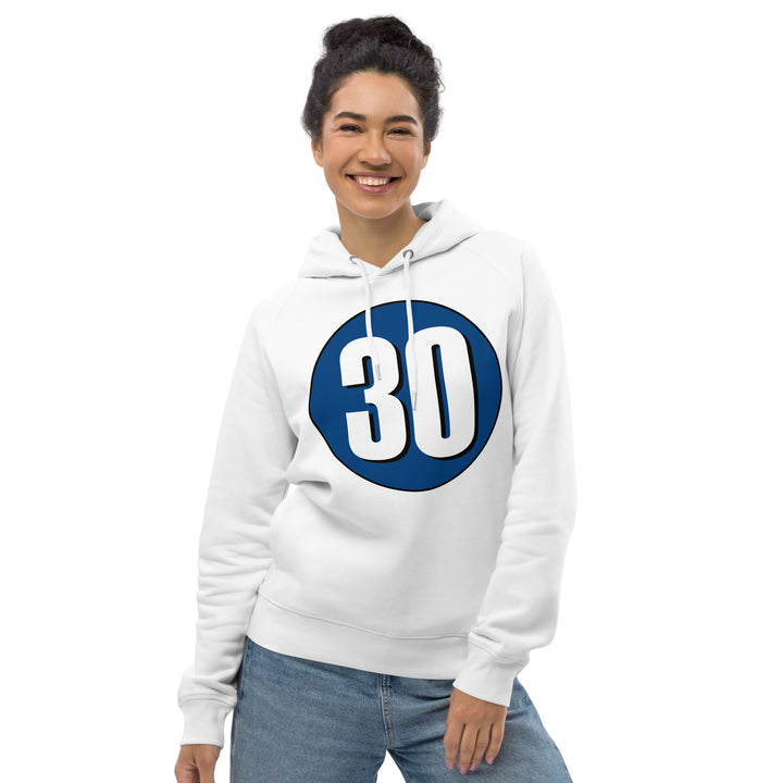 Unisex pullover hoodie: White on Navy Blue 30