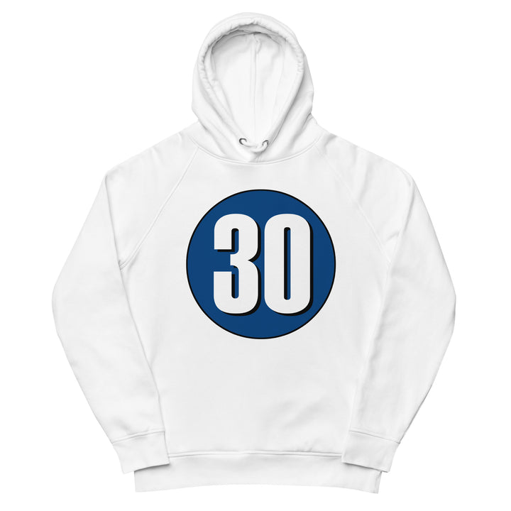 Unisex pullover hoodie: White on Navy Blue 30