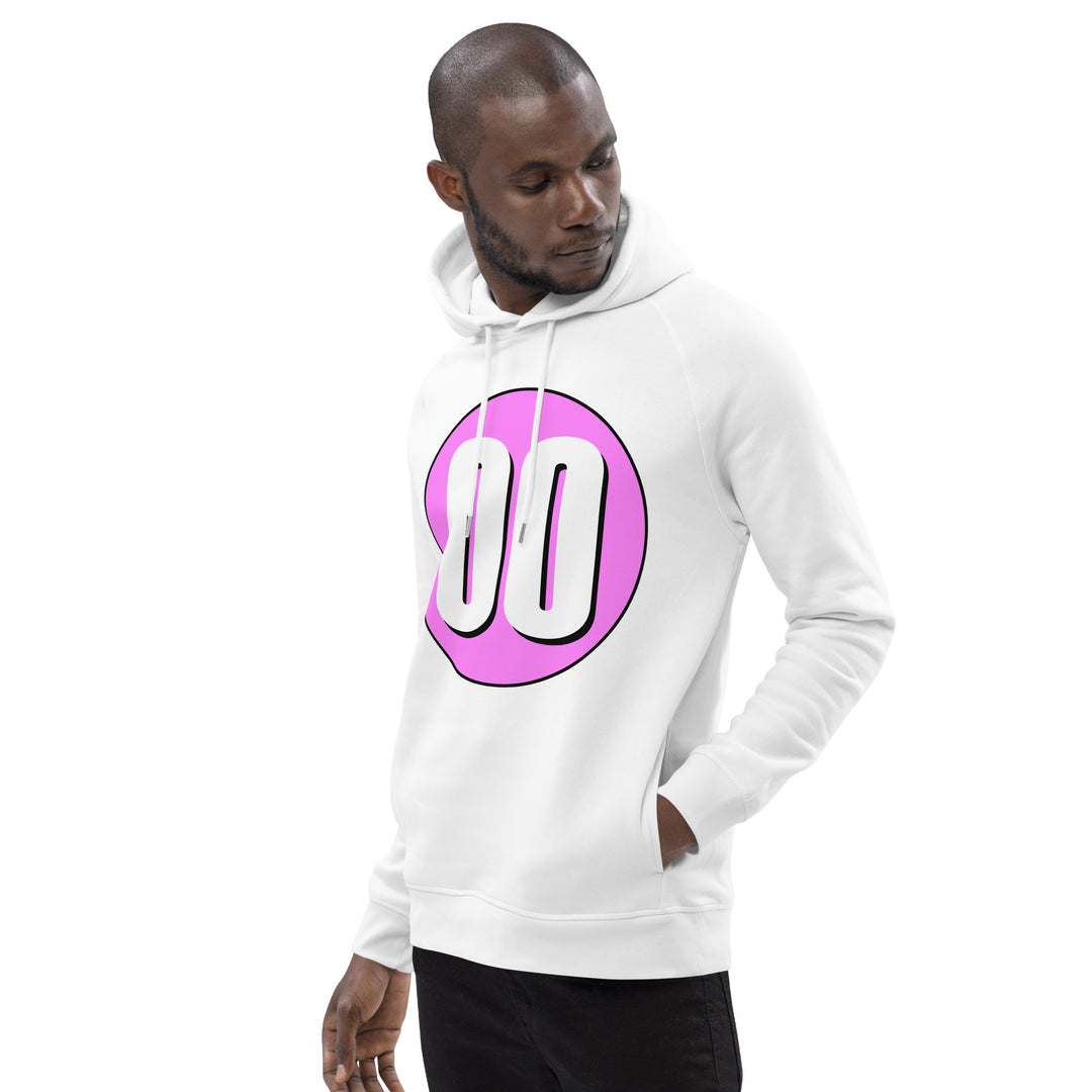 Unisex pullover hoodie: White on Pink 00