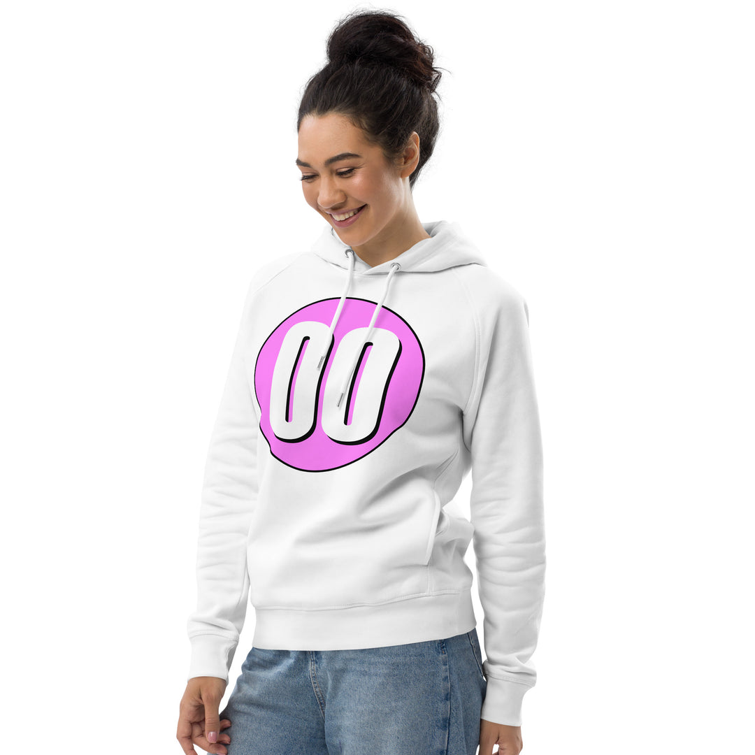 Unisex pullover hoodie: White on Pink 00