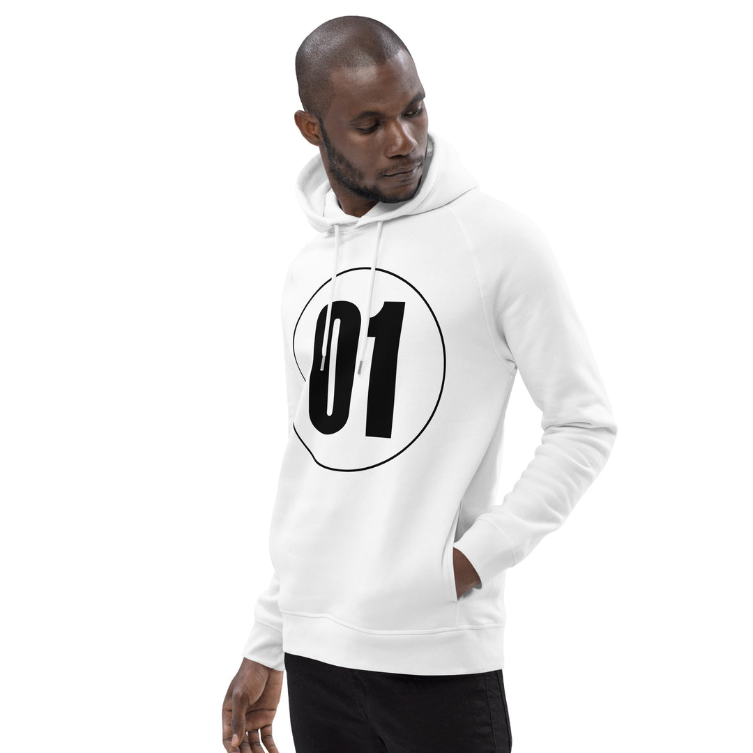 Unisex pullover hoodie: Black on White 01