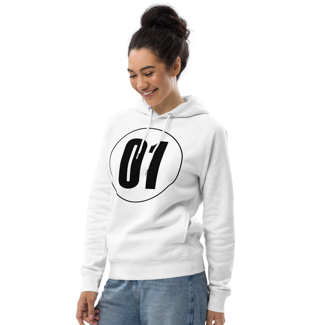 Unisex pullover hoodie: Black on White 01