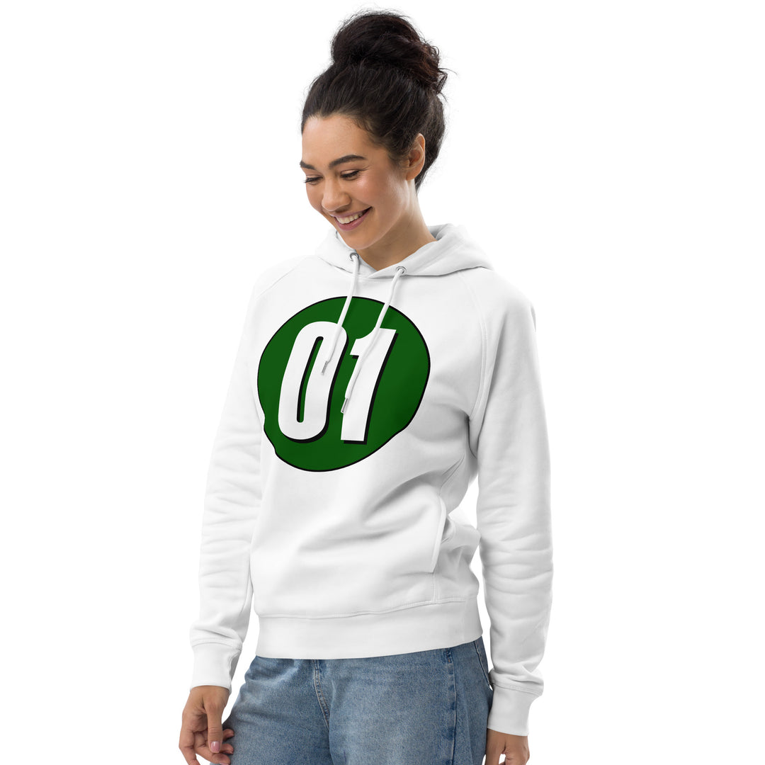 Unisex pullover hoodie: White on Hunter Green 01