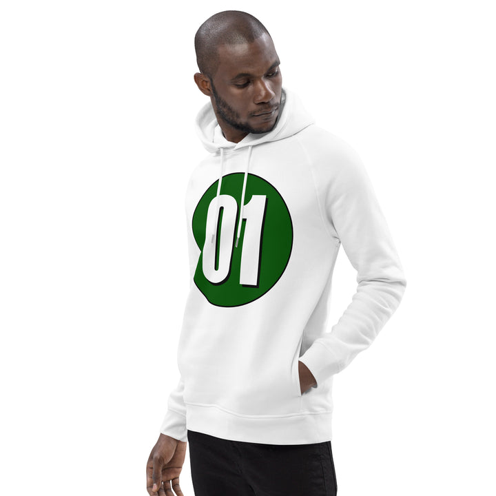 Unisex pullover hoodie: White on Hunter Green 01