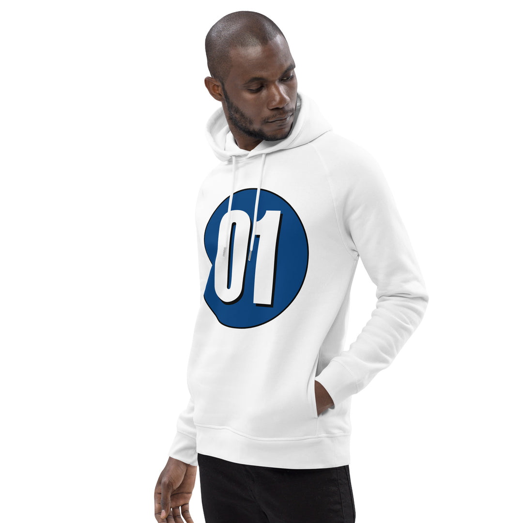 Unisex pullover hoodie: White on Navy Blue 01