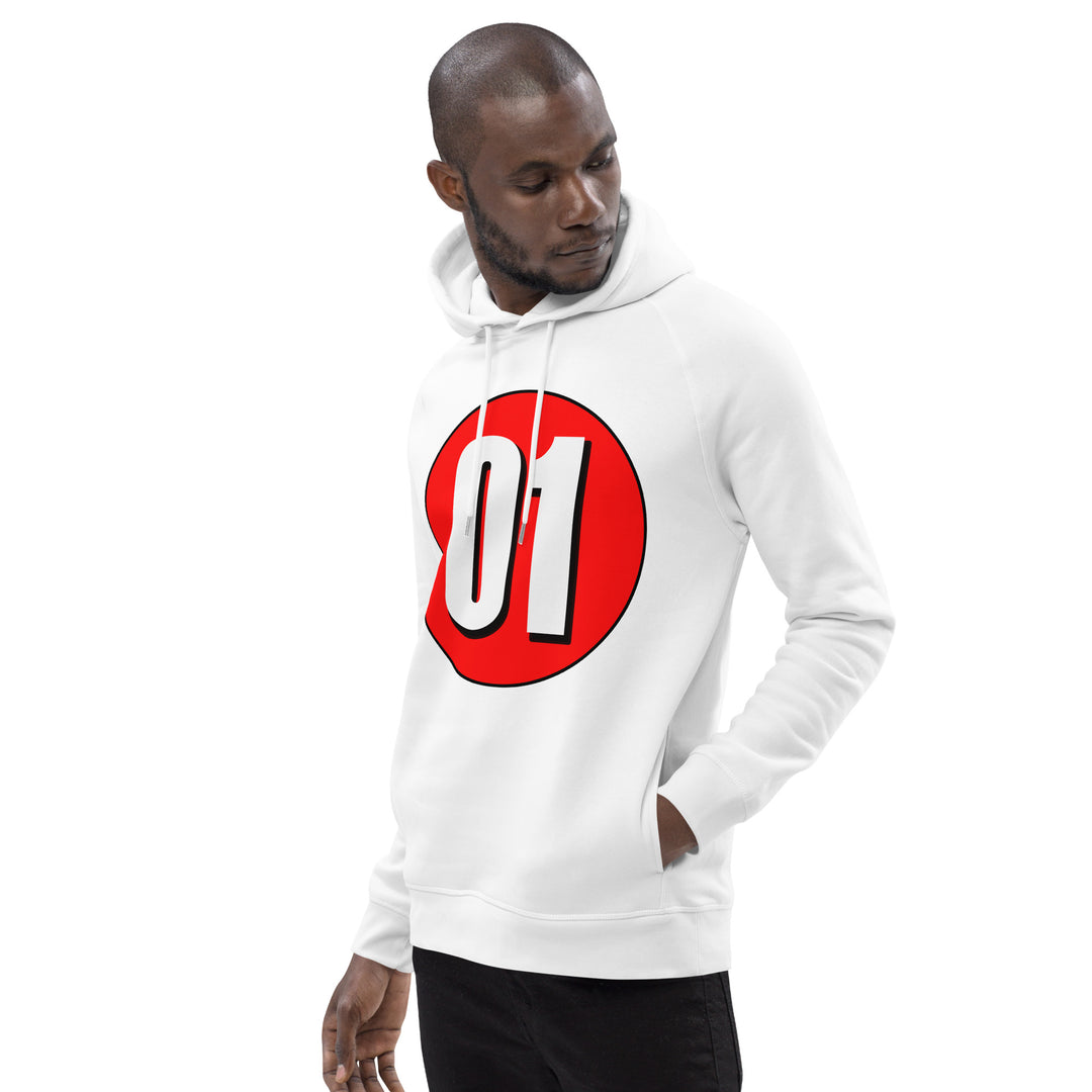 Unisex pullover hoodie: White on Red 01