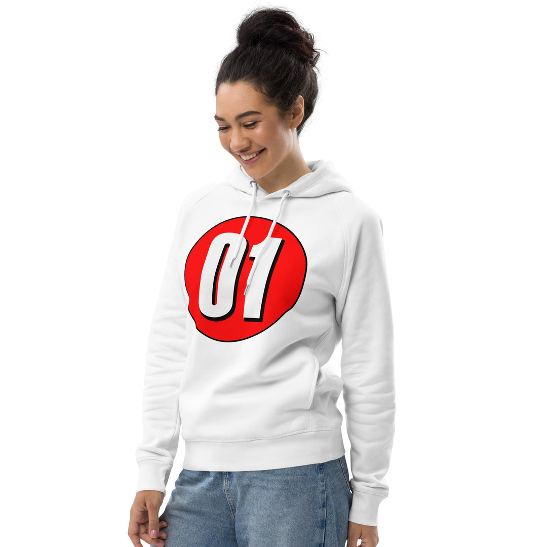 Unisex pullover hoodie: White on Red 01