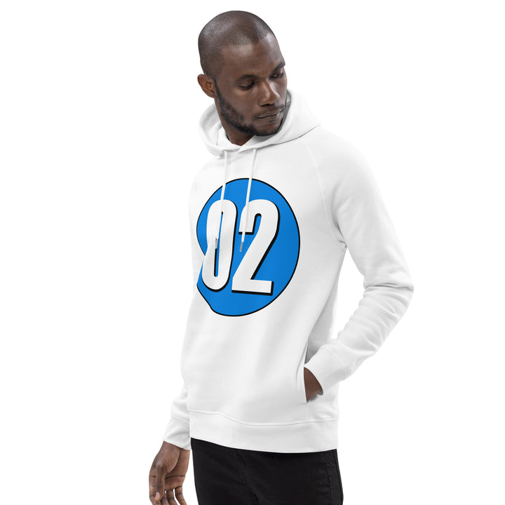 Unisex pullover hoodie: White on Blue 02