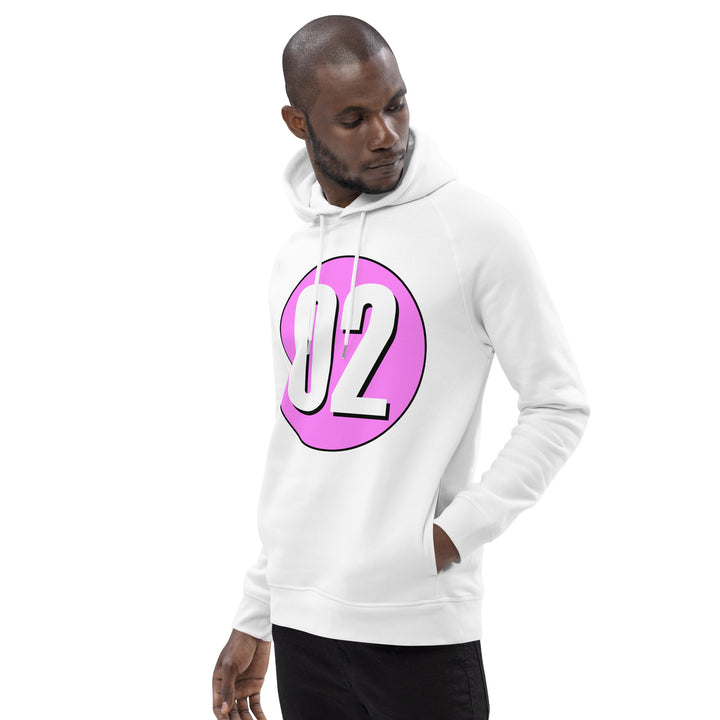 Unisex pullover hoodie: White on Pink 02