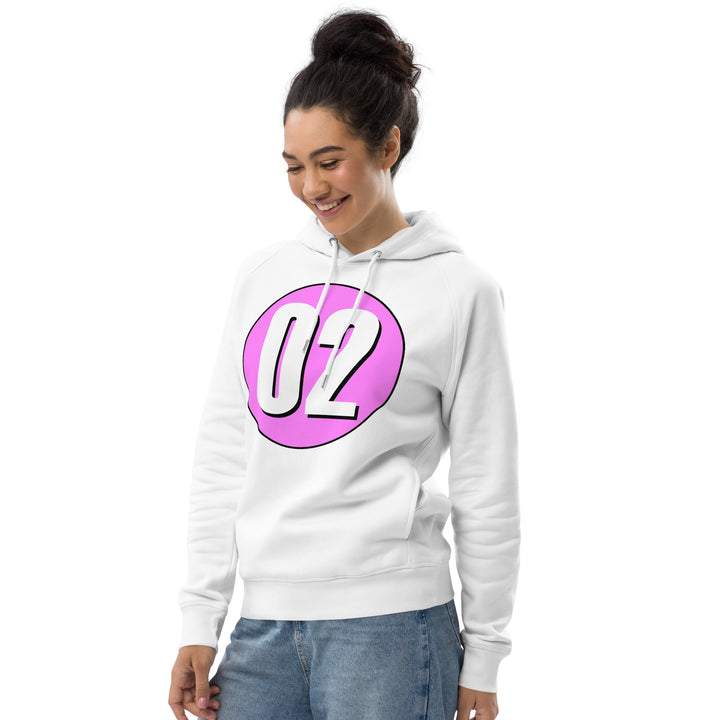 Unisex pullover hoodie: White on Pink 02