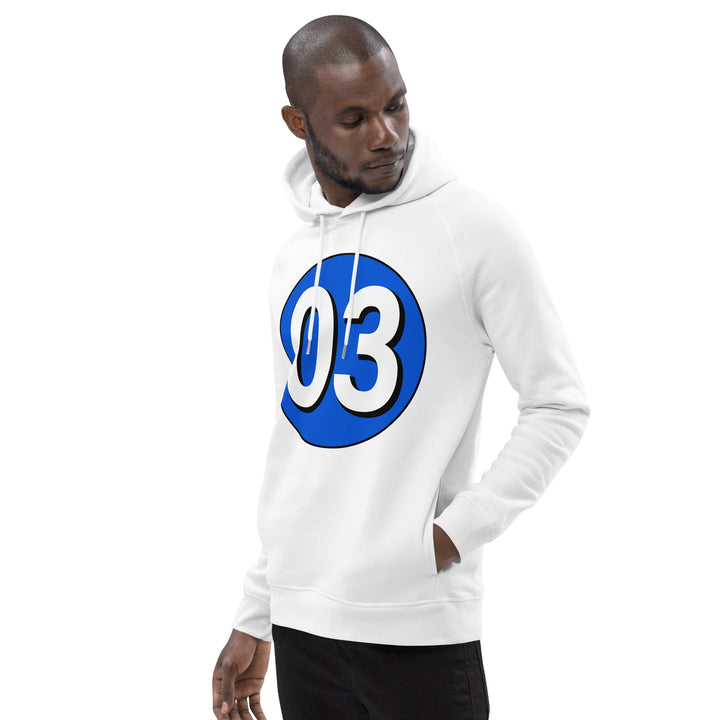 Unisex pullover hoodie: White on Periwinkle 03